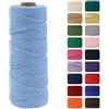 MOMAHUA 3mm Cotone Macramè 100% Naturale,Blu Elegante 100m Filato Non Sbiancato Senza Chimici per DIY, Bomboniere, Decorazioni - Cordame in Cotone per Crafts
