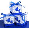 WADY 100 pz Scatole Portaconfetti di Carta Incluso Nastrino Bomboniere Regalo Segnaposti Decorazioni per Festa Matrimonio Battesimo (Blu Scuro)
