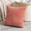 FDTERN Federe Cuscini Rosso Corallo 40x40 per Divano in Velluto a Coste Moderno Morbido Motivo a Croce Decorativa Copricuscini con Cerniera Invisibile per Divano Camera da Letto