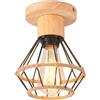 PETITES ECREVISSES Lampadario Vintage da Soffitto E27 Plafoniera Soffitto Industrial Metallo e legno Paralume da Soffitto in Corda di Canapa Lampada a sospensione Nero Retro Per Cucina Camera da letto