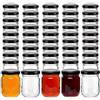 gouveo Set da 50 barattoli per conserve tipo Sturzglas (0,13 l) con coperchi Twist-Off neri TO 53, vasetti tondi in vetro trasparente per marmellata miele chutney spezie (HEG125SZ)