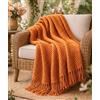 B O S A L O N I HOME Plaid coperta arredo 127x172 cm - Leggera e morbida - Per divano e poltrona - Stile elegante primavera estate - (Ruggine)