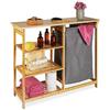 Relaxdays Scaffale Portabiancheria, Mobiletto Bagno in bambù, Sacco Rimovibile e 4 Ripiani, 80x100x32 cm, Marrone