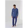 LINCLALOR PIGIAMA UOMO MANICA LUNGA APERTO LS475349 BLU