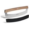 BURNHARD Coltello a mezzaluna per pizza Acciaio affilato, Manico confortevole, Lama 35,5 cm, Impugnatura in legno di acacia, Protezione lama - Tagliapizza professionale