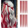 Luxiremi Ciocche di capelli colorate per bambini, 10 pezzi, lunghezza 22 pollici, colore rosso, extension per capelli sintetici