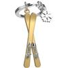 METALMORPHOSE MTM151-01 - Portachiavi in metallo 3D con fiocco per gli appassionati di sport invernali, oro, taglia unica, Coppia sci