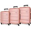 ROLL ROAD Flex Set di valigie Nude 55/65/75 cm Rigida ABS Chiusura a combinazione laterale 182L 9,5 kg 4 ruote, Rosa, Taglia unica, Set di valigie