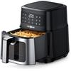 PARIS RHÔNE Friggitrice ad aria calda 5L XL con finestra di visualizzazione, airfryer 8 in 1 lavabile in lavastoviglie con funzionamento one-touch, cestino antiaderente e vassoio rimovibile