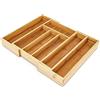 Relaxdays Portaposate da Cassetto Estensibile, Porta Posate, HLP: 5 x 43 x 34 cm, 5-7 Scomparti Estraibili, Naturale
