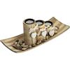 Relaxdays Portacandele, Vassoio e Vasetti, Centrotavola Rotondo, 3 Candeline, Effetto Legno, Cuori, L: 34 cm, Marrone