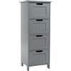 Relaxdays Armadio da Bagno Relaxdays, 4 cassetti, HxLxP: 82 x 30 x 30 cm, MDF, Slim, mobiletto per Bagno, Ingresso, Cucina, Grigio