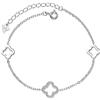 Belons Bracciale in argento Sterling 925 con zirconia cubica e quadrifoglio a quattro foglie, catena regolabile, regalo per ragazze e donne, 9,87 pollici, argento sterling con zirconi cubici