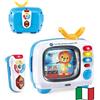 VTech La Mia Prima Smart TV, Televisione Interattiva per Bambini, Telecomando Interattivo Incluso, 10 Canali, 5 Canali Bilingue Italiano e Inglese, Spegnimento Automatico, Batterie Incluse, Eta 12-36 mesi