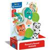 Clementoni Gioco con Ventosa per Seggiolone, Round & Round Animals - Gioco Interattivo con Animali per la Prima Infanzia, Girandola Clementoni,Eta 6- 36 mesi