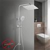 Görbach Colonna Doccia senza Miscelatore, set doccia in acciaio inox con soffione a pioggia 20x20 cm e Doccetta, asta doccia Regolabile Cromato