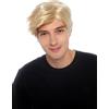 WIG ME UP - 92086-ZA83 Parrucca da uomo per travestimento Halloween corta ondulata con riga biondo chiaro