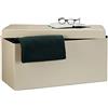 Relaxdays Cassapanca Contenitore, Pouf Pieghevole in Similpelle, HxLxP 38 x 76 x 38 cm, Panca con Coperchio, Crema