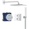 GROHE Precision Sistema Doccia da Incasso, Termostato 2 Vie, Soffione Vitalio Rain Mono 310 Cube, 1 Getto Rain, TurboStat, SafeStop, Cromo, 34881000