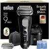 Braun Serie 9 PRO + Rasoio Elettrico Barba, Wet&Dry, 5+1 Lame Di Precisione Ultra Sottili, Regolabarba Uomo, Rasoio Barba, 60 Min Utilizzo, Testina di Ricambio, Stazione SmartCare 6in1, 9660CCPS, Nero