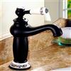 Iriisy Rubinetto miscelatore in ottone anticato, stile vintage, in porcellana, miscelatore monocomando, per bagno e cucina (nero)