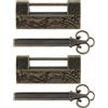 ECSiNG 2PCS lucchetti antichi con chiavi stile cinese fiore uccello intagliato serratura decorativa per scatole di gioielli mini armadi cassetti scatole regalo bronzo