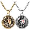 JewelryWe San Michele Collana da uomo in acciaio inox Arcangelo San Michele Crocifisso Medaglia Ciondolo Collana Amuleto Religioso Protezione Gioielli Regalo per Uomo, Acciaio inossidabile