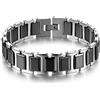 JewelryWe Bracciale da uomo, larghezza 16 mm, in acciaio inox, ceramica, rettangolare, a maglie larghe, colore: nero/bianco argento e Acciaio inossidabile, colore: Nero , cod. JW176P0009