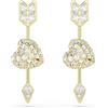 Swarovski Orecchini pendenti Idyllia, Taglio misto, Cuore con freccia, Bianchi, Placcato color oro
