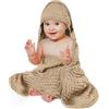 Aolso Accappatoio Neonato, 80x80cm Mussola Asciugamani Con Cappuccio Per Bambini, Accappatoio Neonato con Cappuccio Extra Morbido e Super Assorbente per Neonati e Bambini 0-3 Anni-Beige