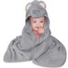 Aolso Accappatoio Neonato, 80x80cm Asciugamani Con Cappuccio Per Bambini, Accappatoio Neonato con Cappuccio Extra Morbido e Super Assorbente per Neonati e Bambini 0-3 Anni-Elefante