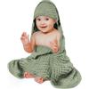 Aolso Accappatoio Neonato, 80x80cm Mussola Asciugamani Con Cappuccio Per Bambini, Accappatoio Neonato con Cappuccio Extra Morbido e Super Assorbente per Neonati e Bambini 0-3 Anni-Verde