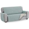 textil-home Textilhome Copridivano Malu 3 Posti (160cm) - Salvadivano Trapuntato Reversibile Universale, Protezione Antigraffio, Fodera Imbottita per Divano, Colore Acquamarine