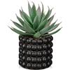 Hollyone Piante di succulente artificiali Aloe Vera, finte piante di aloe in vaso di ceramica nera, pianta di aloe artificiale in vaso per decorare casa, ufficio, bagno, tavolo, camera da letto, scaffale, 21