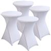 hicoosee 4 pezzi Elastica Copritavolo Stretch, ∅ 80-85 cm Rotondi Tovaglie Rivestimento Elastico per tavolo da banchetto da cocktail party di matrimonio da bar Tavolini Bistrot Bar Feste, Bianco