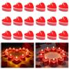 LOLANIUT Lumini a Cuore Rossi 18 Pezzi Candele Romantiche in Cera Vegetale per San Valentino Matrimonio Anniversario Cena Romantica Decorazione Tavola