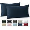 Dreamzie Federe 40x70 Cotone Rinforzato (Set da 2) - Blu Scuro - Trama Fitta a 57 Fili/cm² - Federe Cuscini 40x70 cm - Federe Cuscino 40x70 Certificate Oeko Tex - Dreamzie