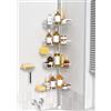 ZUNTO Telescopico Mensola Doccia Angolare per Bagno, 63,5-290cm Altezza Regolabile dal Pavimento al Soffitto, Portaoggetti Doccia Bagno Senza Foratura, Telescopico per Doccia con 2 Portasapone,Argento