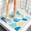 BLESWIN Tappetino Antiscivolo Doccia Quadrato 60x60 cm in PVC Luffa per Doccia, Tappeto Bagno Antiscivolo per Bagno con Fori di Drenaggio, Tappeto Vasca per Vasca da Bagno, Antimuffa, Pietra blu