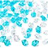 wuyukeji Falso Crushed Ice Rocks, 500 G in acrilico, pietre di cristallo acrilico, pietre colorate per riempire vasi decorativi e per il fai da te (blu brillante + trasparente)