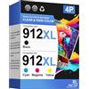 Glliter Cartucce per stampante 912XL Multipack compatibili con HP 912XL Multipack per HP OfficeJet Pro 8022, cartucce per OfficeJet 8010 8012 8014 8015 8017 OfficeJet Pro 8020 8022 8023 8024 8025