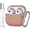 MHYALUDO Custodia per Airpods 3a generazione 2021,Custodia protettiva in morbido silicone per Airpods 3 con LED visibile sulla parte anteriore,con kit di pulizia,Tè al latte