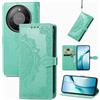 Fertuo Cover per Honor Magic 8 Lite 5G, Custodia Portafoglio a Libro in Pelle Flip Case con Porta Carte, Chiusura Magnetica e Stand [Disegni di Mandala] Interno Silicone Sottile Antiurto, Verde