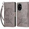 KENHONER Compatibile Cover con Honor 200 Pro,Premium Pelle PU Portafoglio Flip Libro Custodia Cover per Honor 200 Pro [Protezione Completa] (Grigio Farfalla)