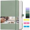 EMSHOI Taccuino da 400 pagine A5-100 g/m², quaderno a righe spesso, copertina rigida in pelle vegana, blocco note quotidiano per donne, uomini, lavoro, scuola, ufficio, scrittura, note adesive, 14,5 x