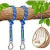 Plstod 2 Pezzi Cinghie per Amaca, Corde per Amaca 0.5 m con 2 Moschettoni Acciaio Inox, per Amache e Altalene da Campeggio ll'aperto (Blu)