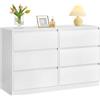 VASAGLE KAILYN Collezione - Cassettiera con 6 Cassetti, Comò, Mobile con Cassetti, Porta Abiti, 40 x 119,4 x 75 cm, Stile Moderno, Bianco Neve LTS616W01