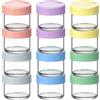 Aolso Set Dodici Vasetti Ermetici Conservazione Pappe, 60ml Vasetti Ermetici Conservazione, Multicolore, Vetro Contenitore, Contenitori Pappa Neonati Per Lavastoviglie Freezer E Microonde