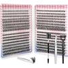 LUFFLOK 640 Pezzi Ciglia Finte Ciuffetti, 30D+40D+50D+60D Kit Ciglia Extension con Pinzetta, D Curl 8-16mm Ciuffetti Ciglia Finte, DIY Eyelash Extension Kit Estensioni Ciglia Individuali (Kit 30-60D)