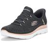 Skechers Summits-Brilliant Shine - Sneaker da Donna Senza Mani, Senza Lacci, Nero/Oro Rosa = Nero, 36 EU